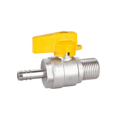 Smooth Brass Gas Ball Valve With Hose Connector X Male PTFE Seal Valve
