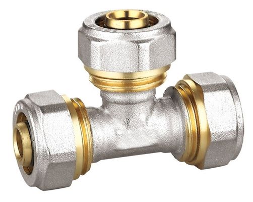 PF5006 Equal Tee Pipe Fittings , Brass Pex Al Pex Fittings ISO228/1 Threaded