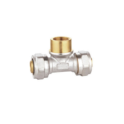 PF5008 Forged Brass Female Compression Tee Nickel Plated 16X1/2x16 26X16X26