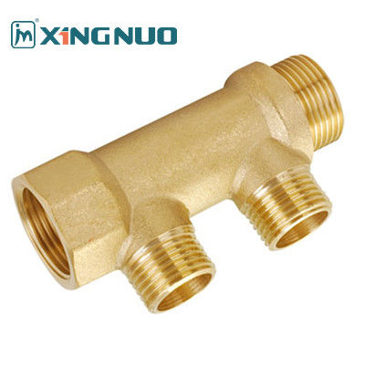 Water Distributer Brass Manifold HVAC Pipe Fitting 200 PSI Max Pressure Forged With PTFE Seal